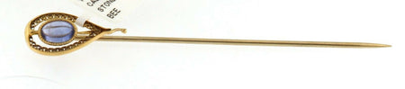 Stick Pin with Cabochon Sapphire Stone 14k Yellow Gold