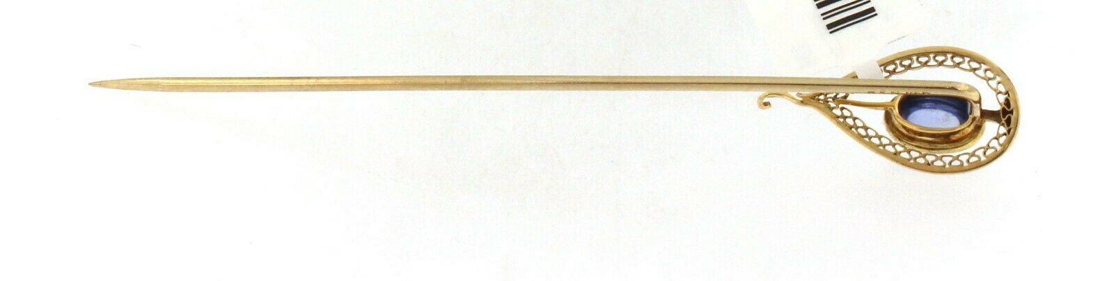 Stick Pin with Cabochon Sapphire Stone 14k Yellow Gold