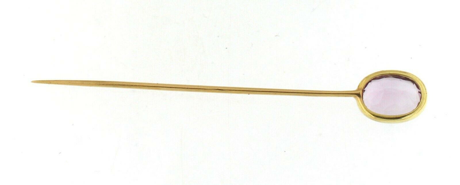 Stick Pin with Amethyst Stone 14k Yellow Gold