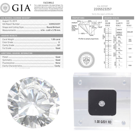 1.00CTW G SI1 GIA Round Cut Engagement Ring Loose Diamond 2205523257