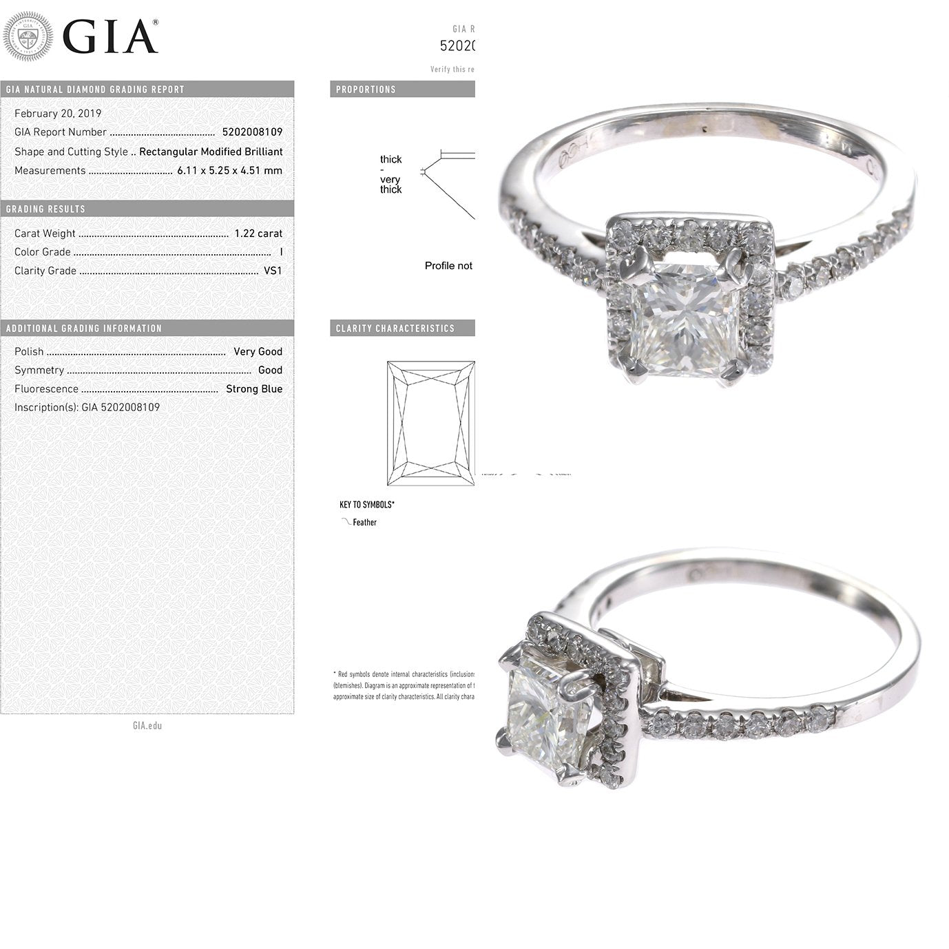 1.94CTW GIA Princess Cut Halo Diamond Engagement Ring 14k White Gold