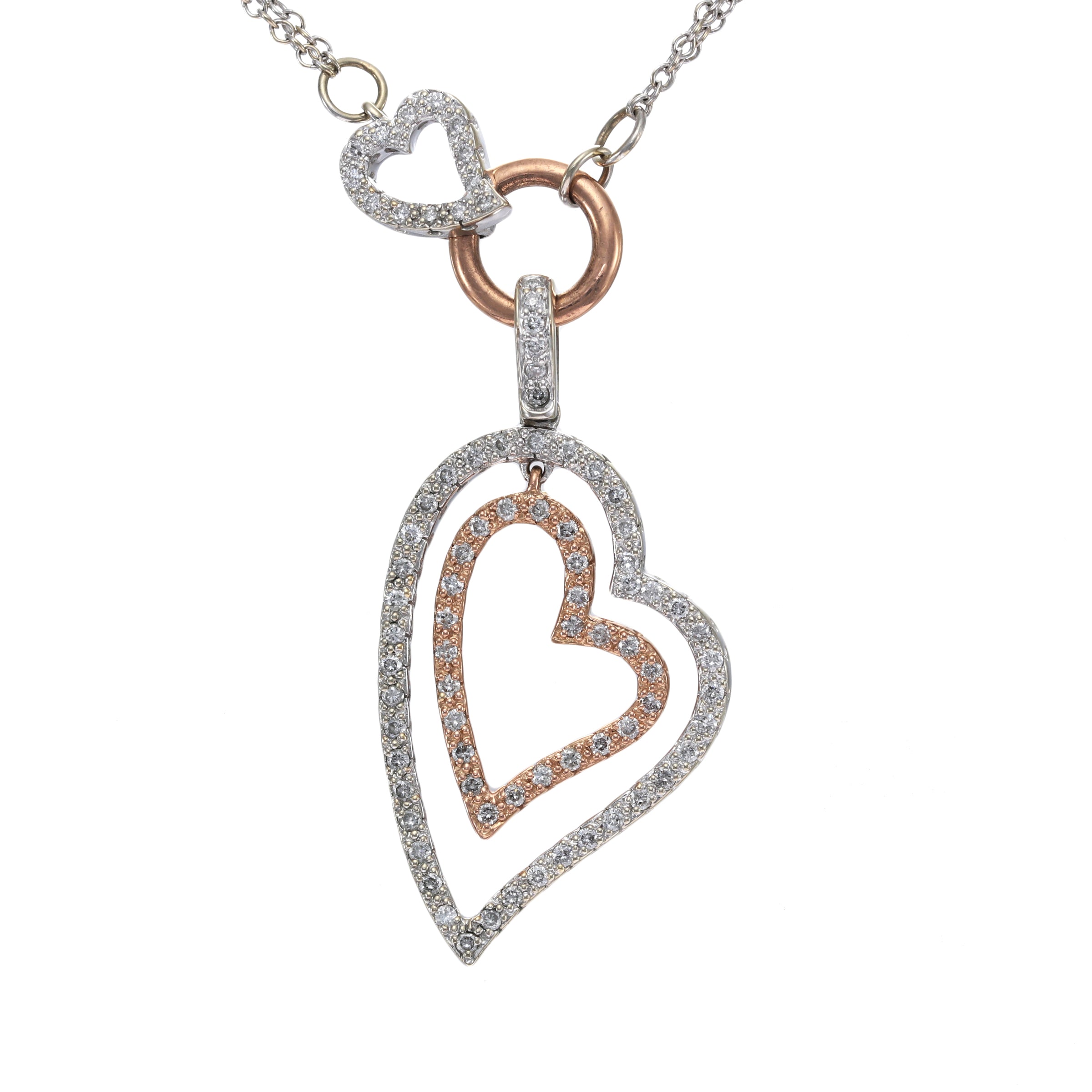 White Heart Necklace Large Gold