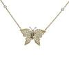 1.86ctw Diamond Station Butterfly Pendant Choker Necklace 14k Yellow Gold