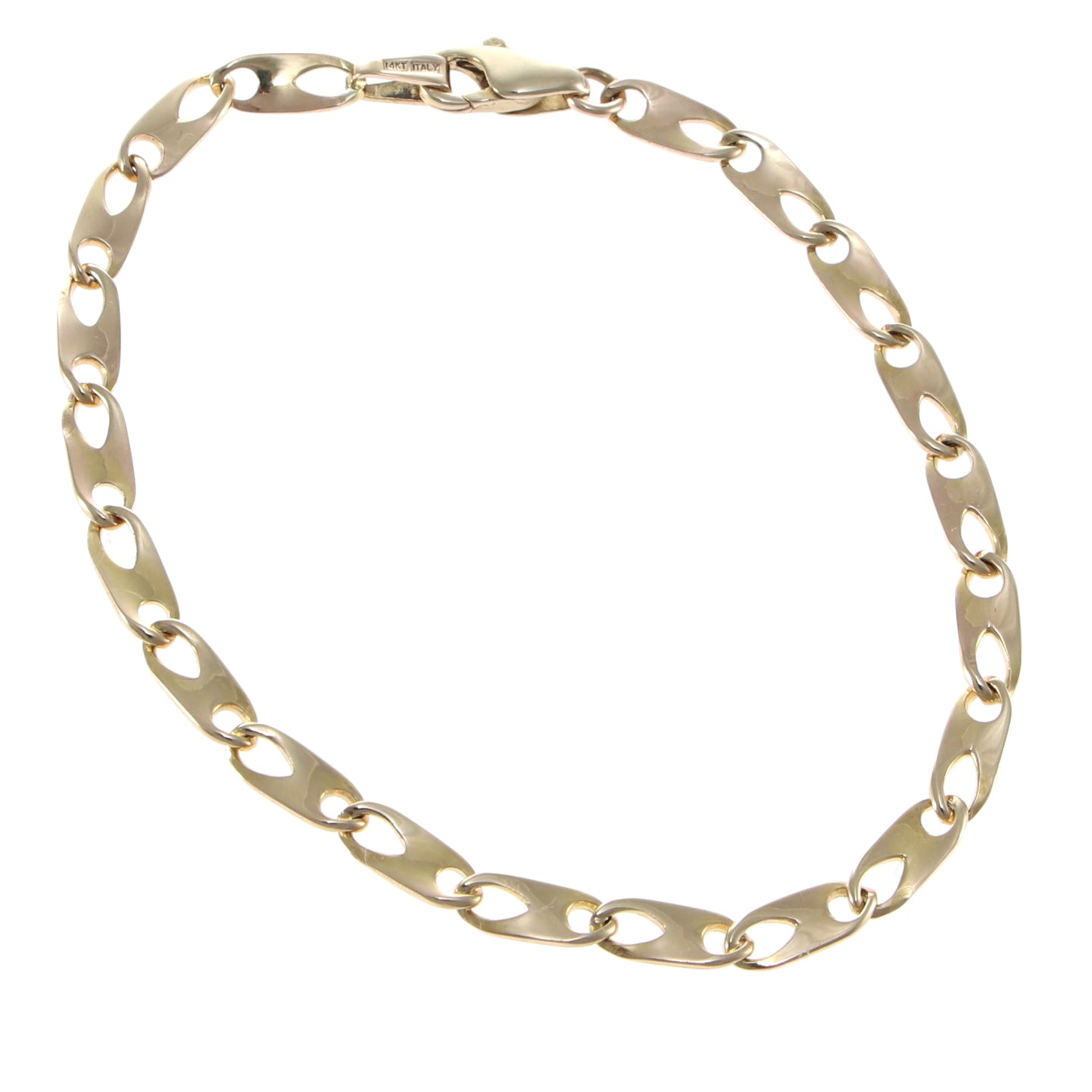 Fancy Twisted Anchor Chain Link Bracelet Solid 14k Yellow Gold 4mm 7inches 5.9g