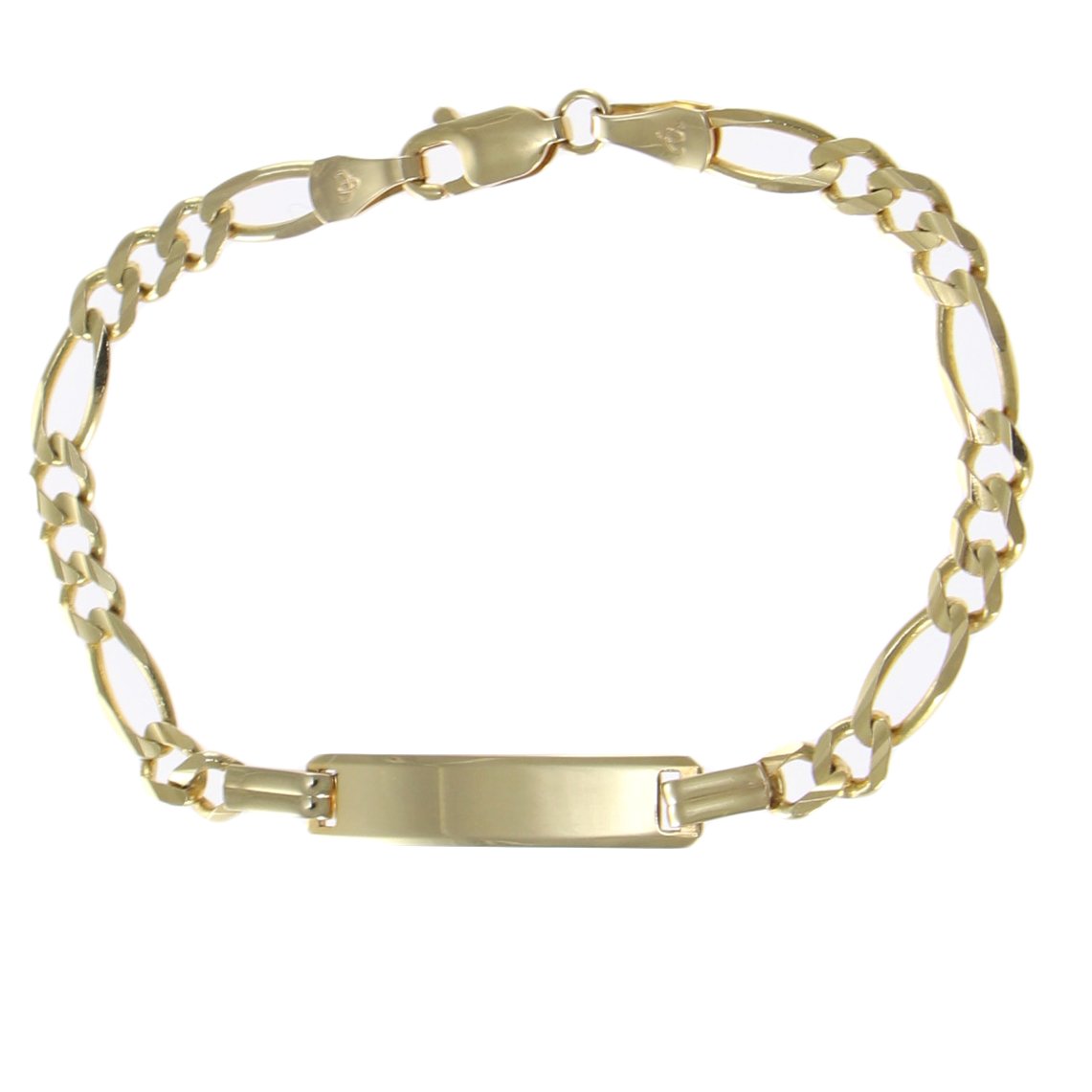 Baby Child Engravable ID Bracelet 14k Yellow Gold Figaro Chain Link 5mm 5.75inches 4g