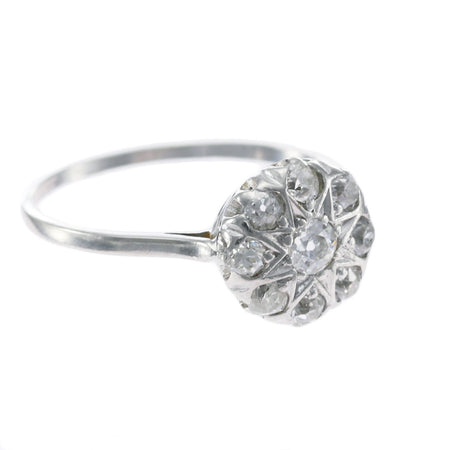 1920's White Gold & Diamond Flower Vintage Engagement Ring