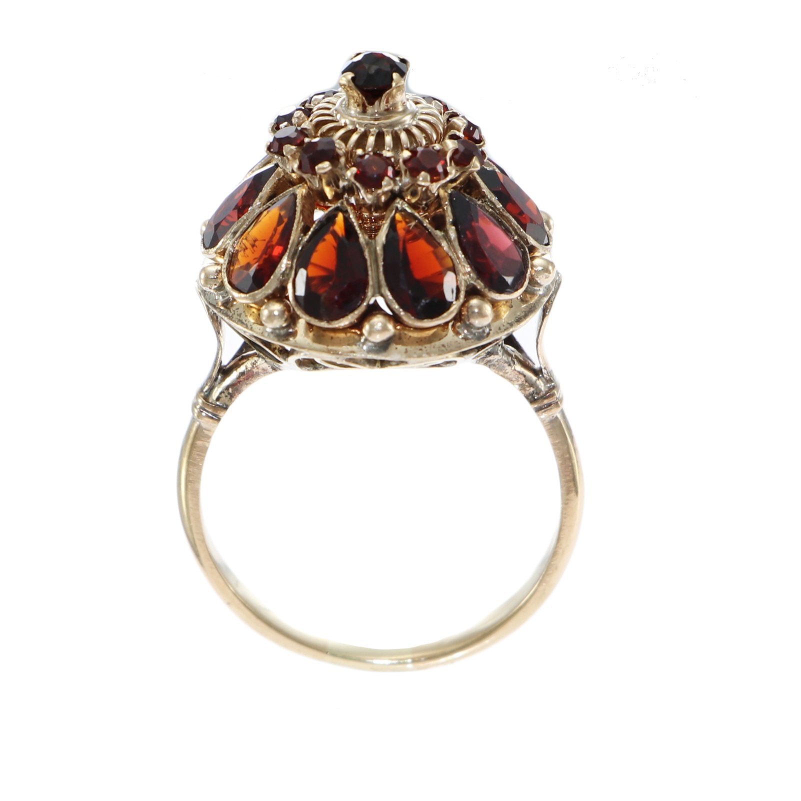 Harem Thai Princess Pear Garnet Ring Solid 14k Yellow Gold The Jewelry Gallery of Oyster Bay