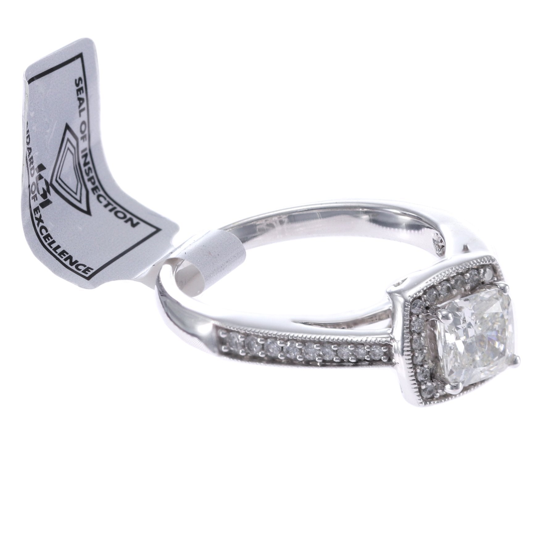 1.23CTW Cushion Halo Diamond Engagement Ring Solid 14k White Gold I/I1 $4255