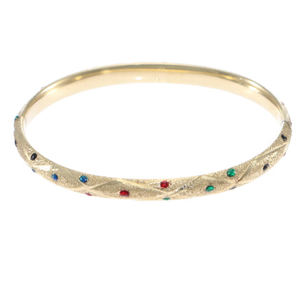 Baby Girl Rainbow Enamel Bangle Bracelet 14k Yellow Gold 5.75inch 4.5g