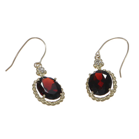 5.02ctw Oval Rhodolite Garnet Diamond Drop Dangle Hook Earrings 14k Yellow Gold