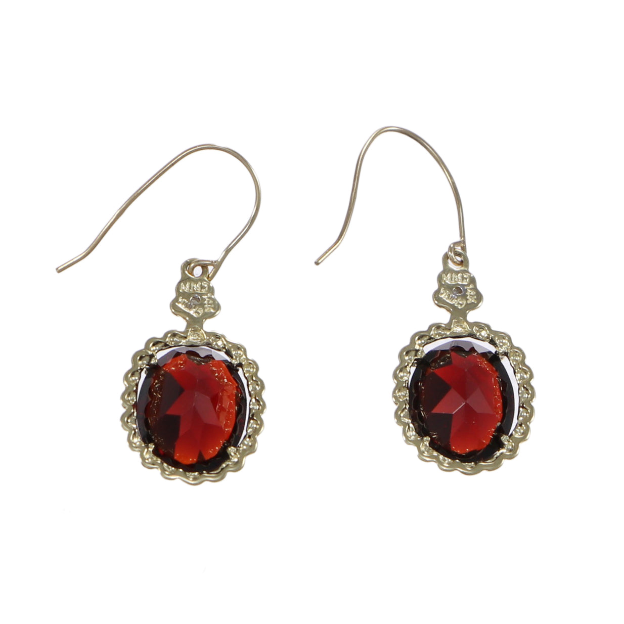 5.02ctw Oval Rhodolite Garnet Diamond Drop Dangle Hook Earrings 14k Yellow Gold