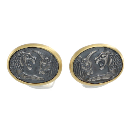 David Yurman Petrvs Lion 22k Yellow Gold Sterling Silver Cufflinks