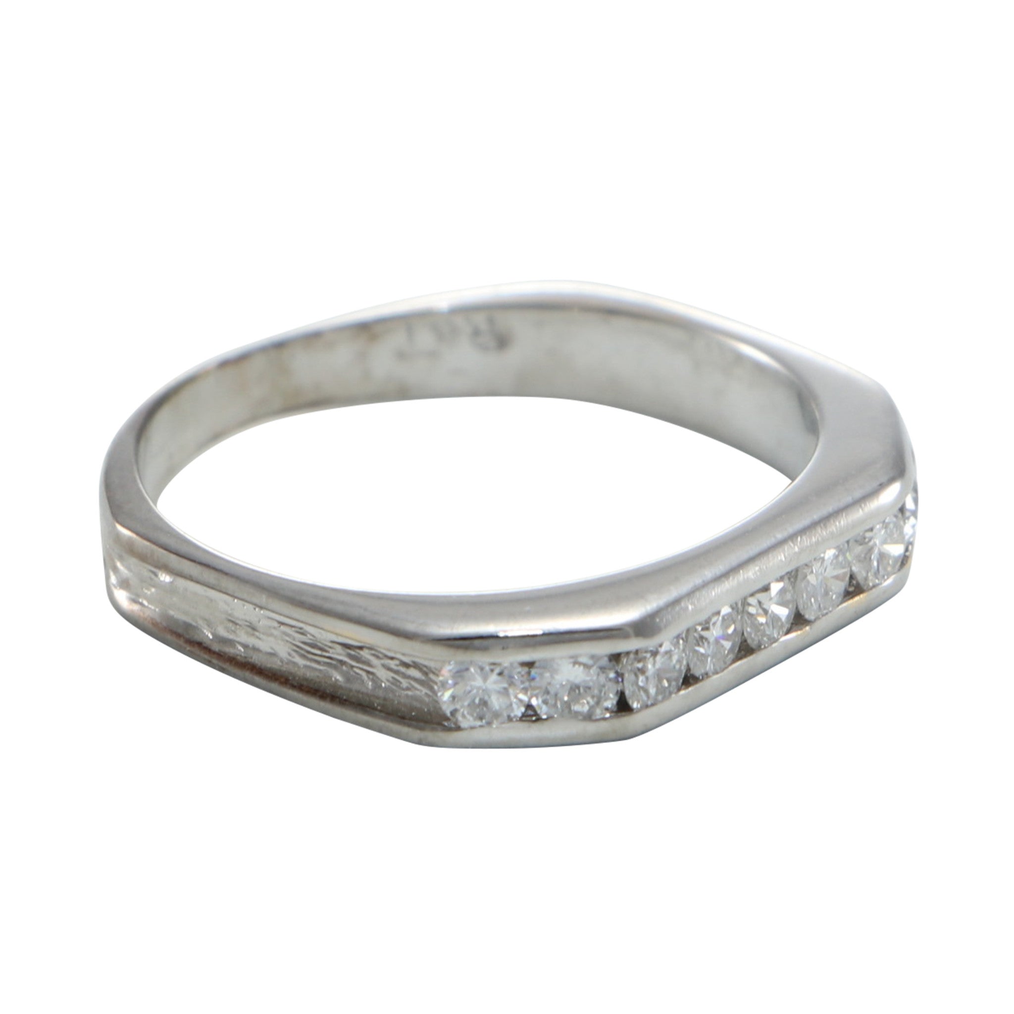 Diamond Band 14k White Gold Cushion Square Shape Vintage Art Deco Ring 0.27ct