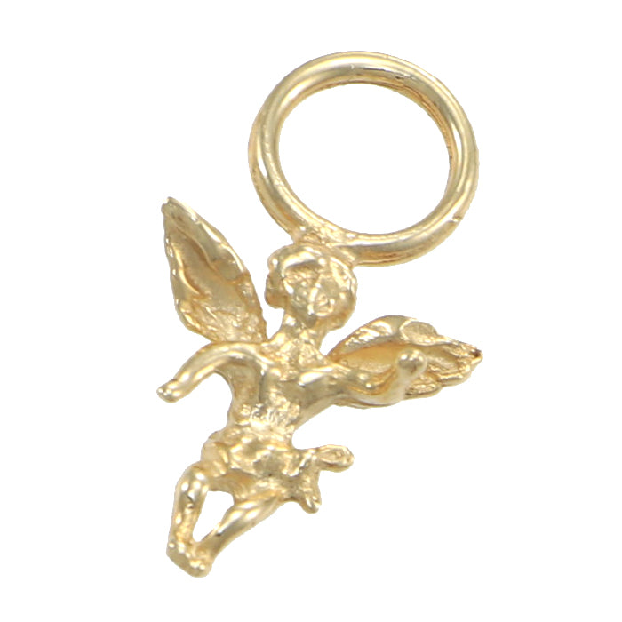 Flying Angel Dangle Bracelet Charm Solid 14k Yellow Gold 1g