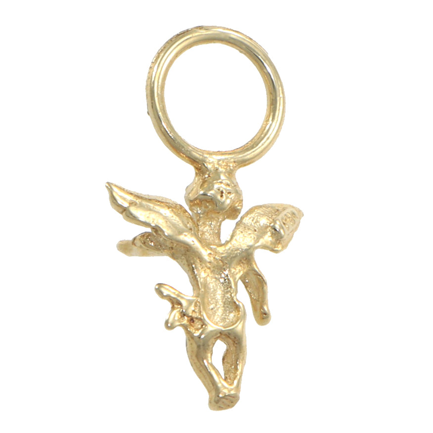 Flying Angel Dangle Bracelet Charm Solid 14k Yellow Gold 1g