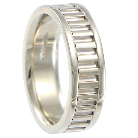 Mens Ribbed Groove Eternity Wedding Band Ring 14k White Gold 7mm Wide 10.9g