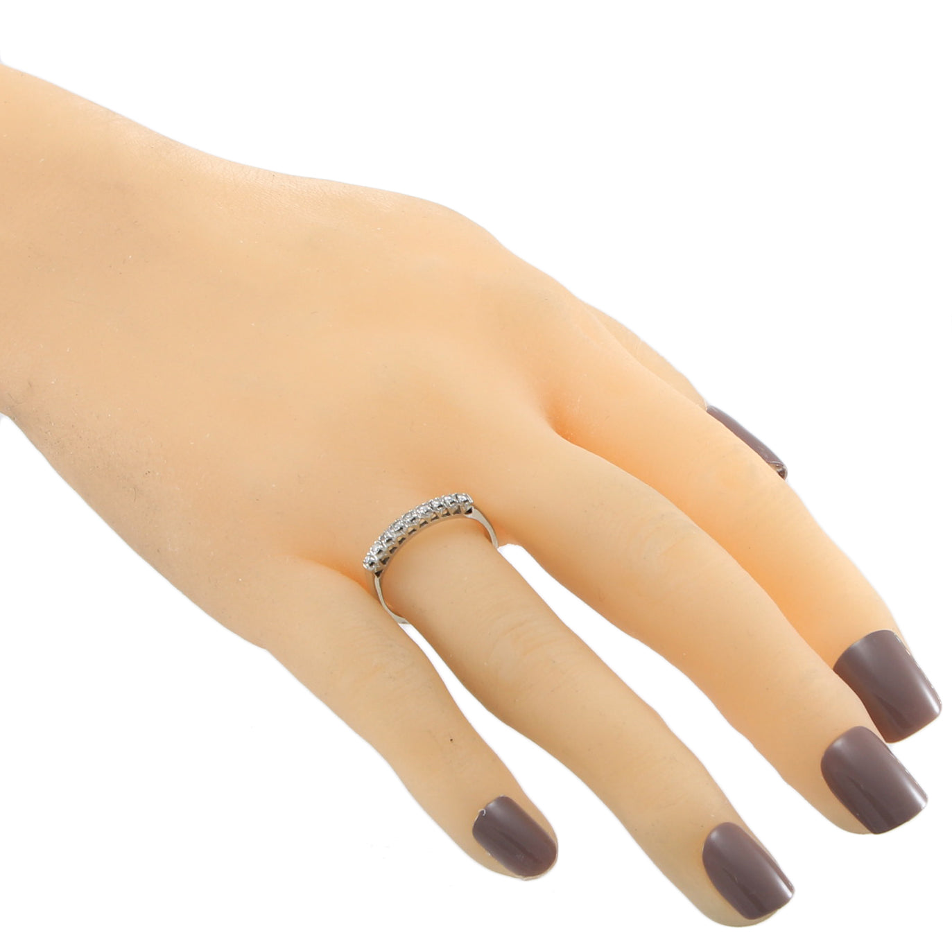 Diamond 1940s Antique Art Deco Thin Stackable Band Ring 14k White Gold 1.00ctw