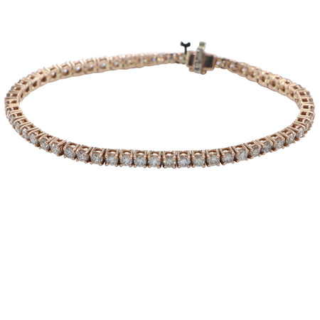5.25CTW Diamond Tennis Bracelet 14k Rose Gold Classic 4 Prong 3mm Wide 7.25"