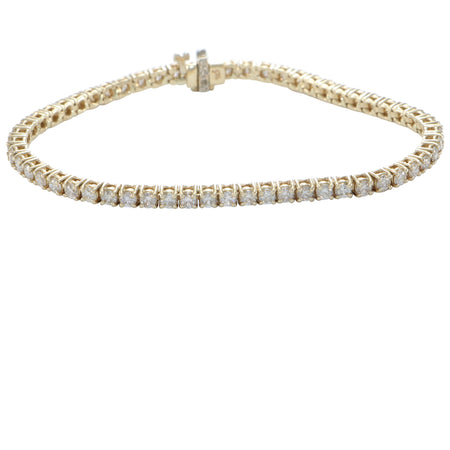 5.25CTW Diamond Tennis Bracelet 14k Yellow Gold Classic 4 Prong 3mm Wide 7.25"