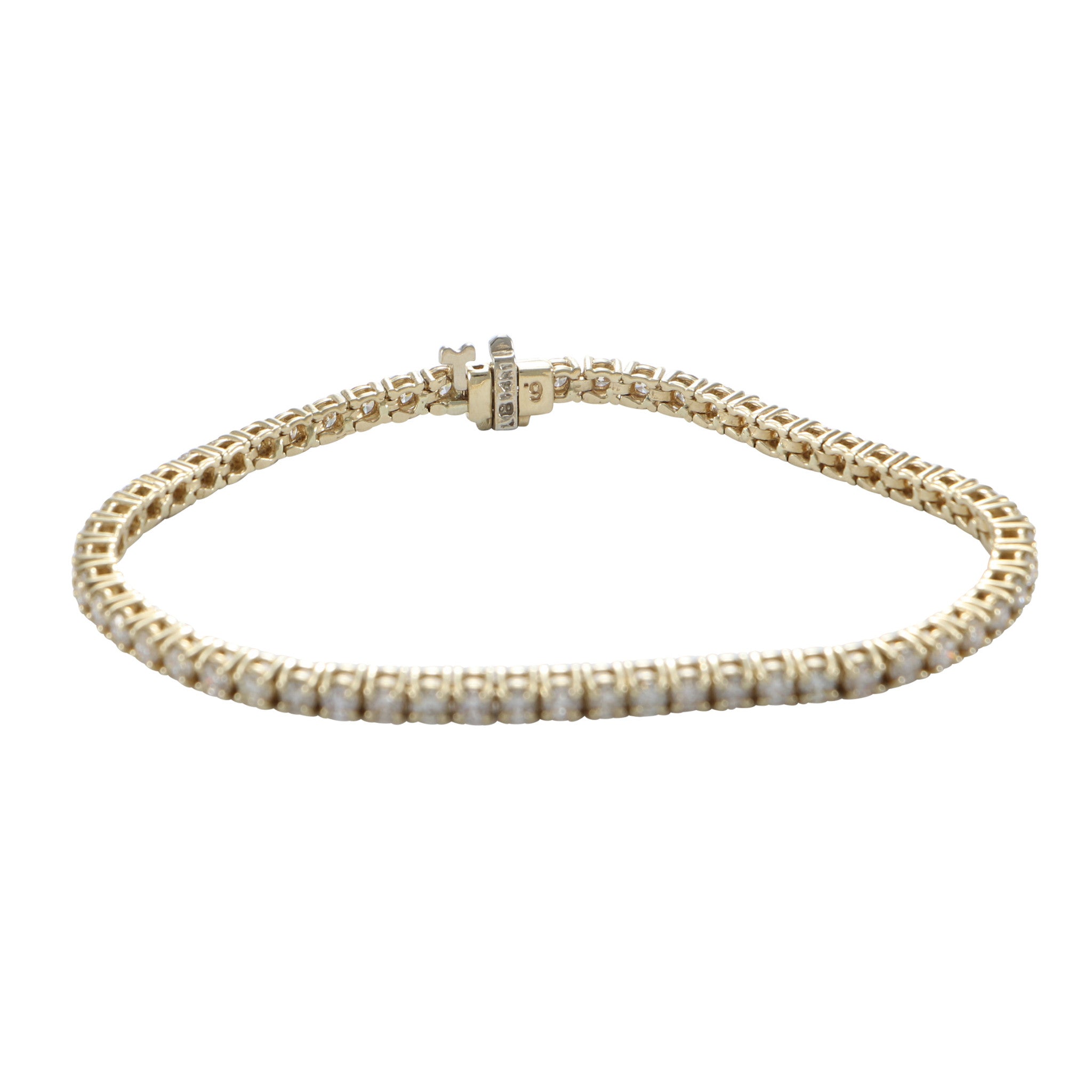 5.25CTW Diamond Tennis Bracelet 14k Yellow Gold Classic 4 Prong 3mm Wide 7.25"