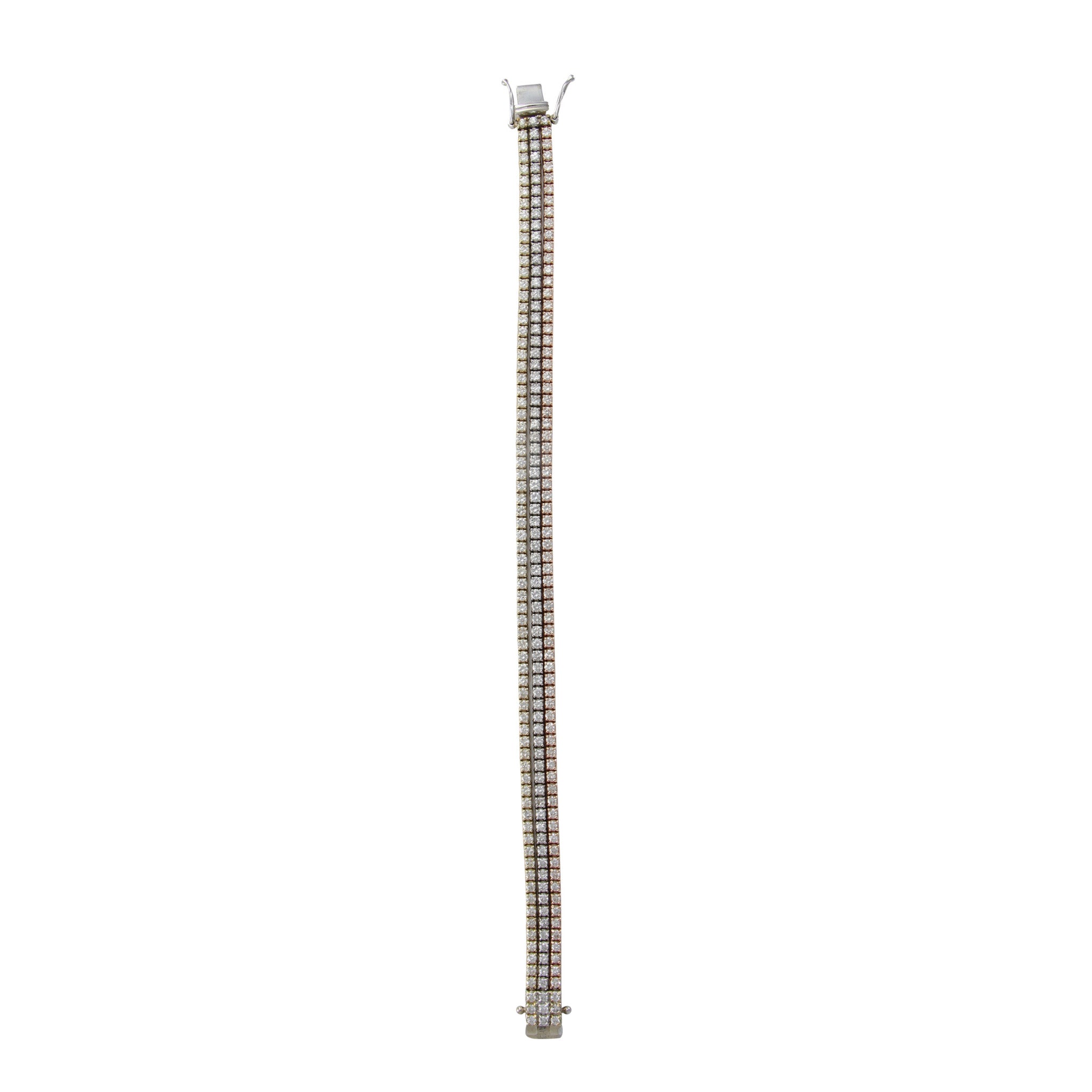 6.10CTW Diamond Tennis Bracelet 14k Yellow White Rose Trinity Gold 3 Row Line