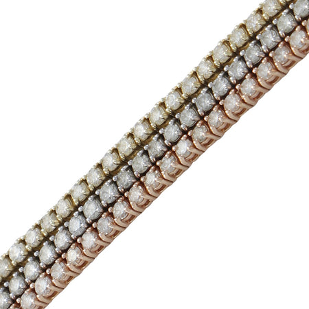 6.10CTW Diamond Tennis Bracelet 14k Yellow White Rose Trinity Gold 3 Row Line