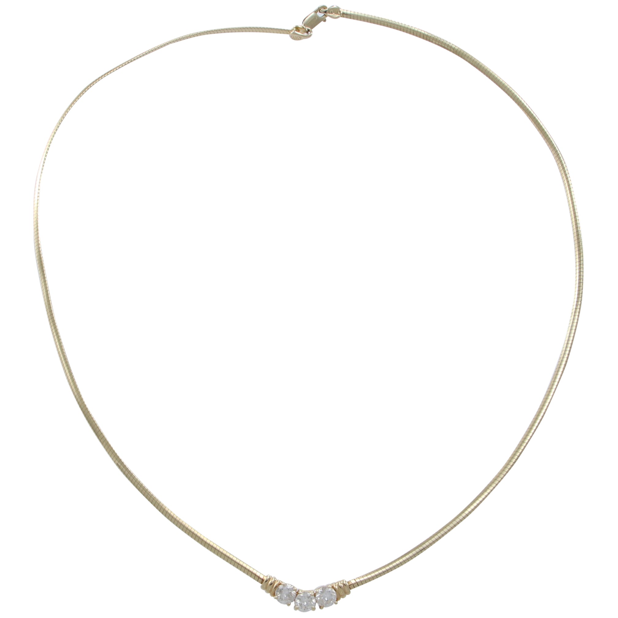 Solid Reversible Omega Chain Necklace 14K Yellow Gold/Sterling Silver 16