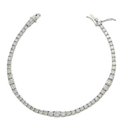 5CTW Graduated Diamond Tennis Bracelet 14k White Gold 4 Prong 4mm Wide 7.25"