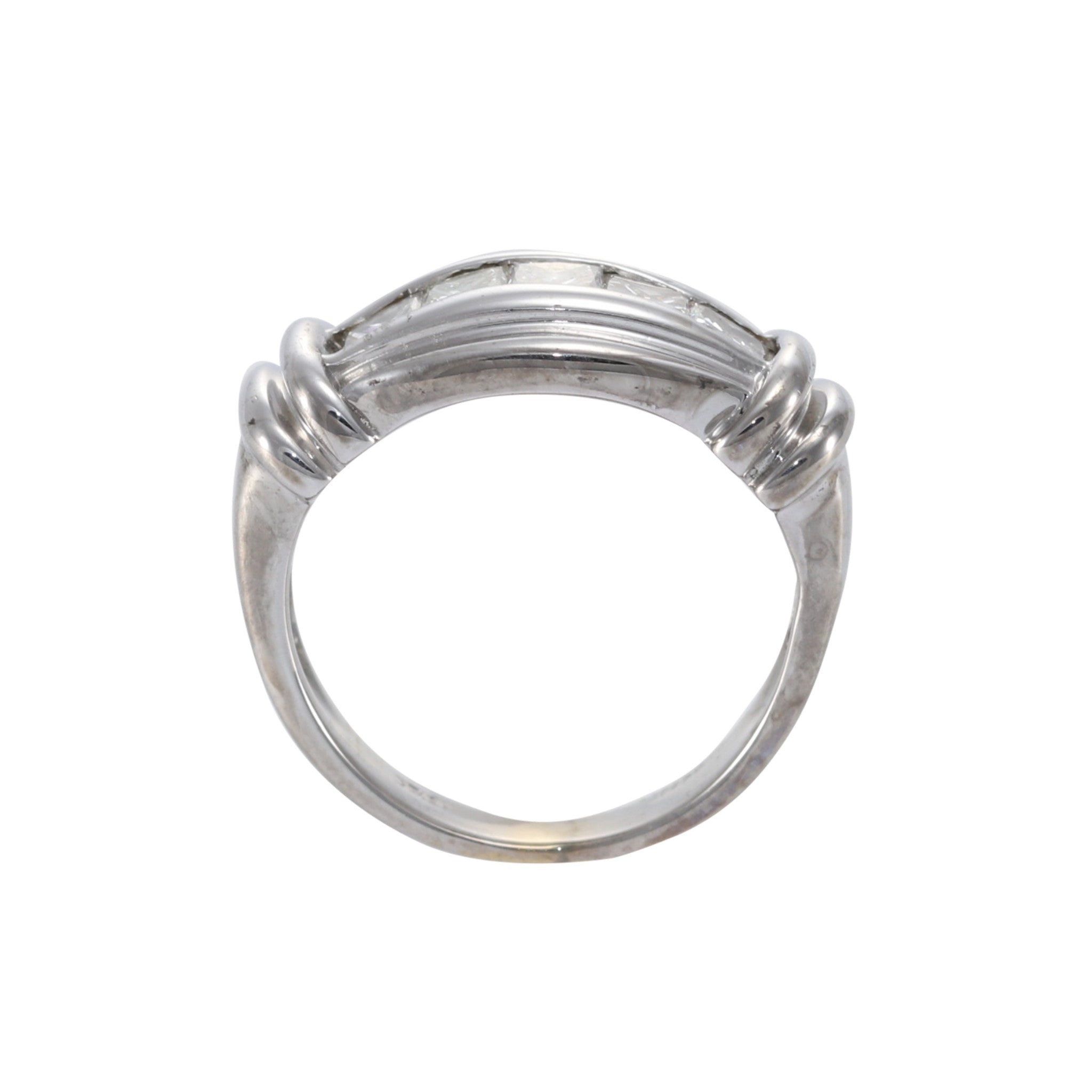 1.00CTW Princess Diamond Wedding Band 14k White Gold Ring Wide 5 Stone Wide 4.25