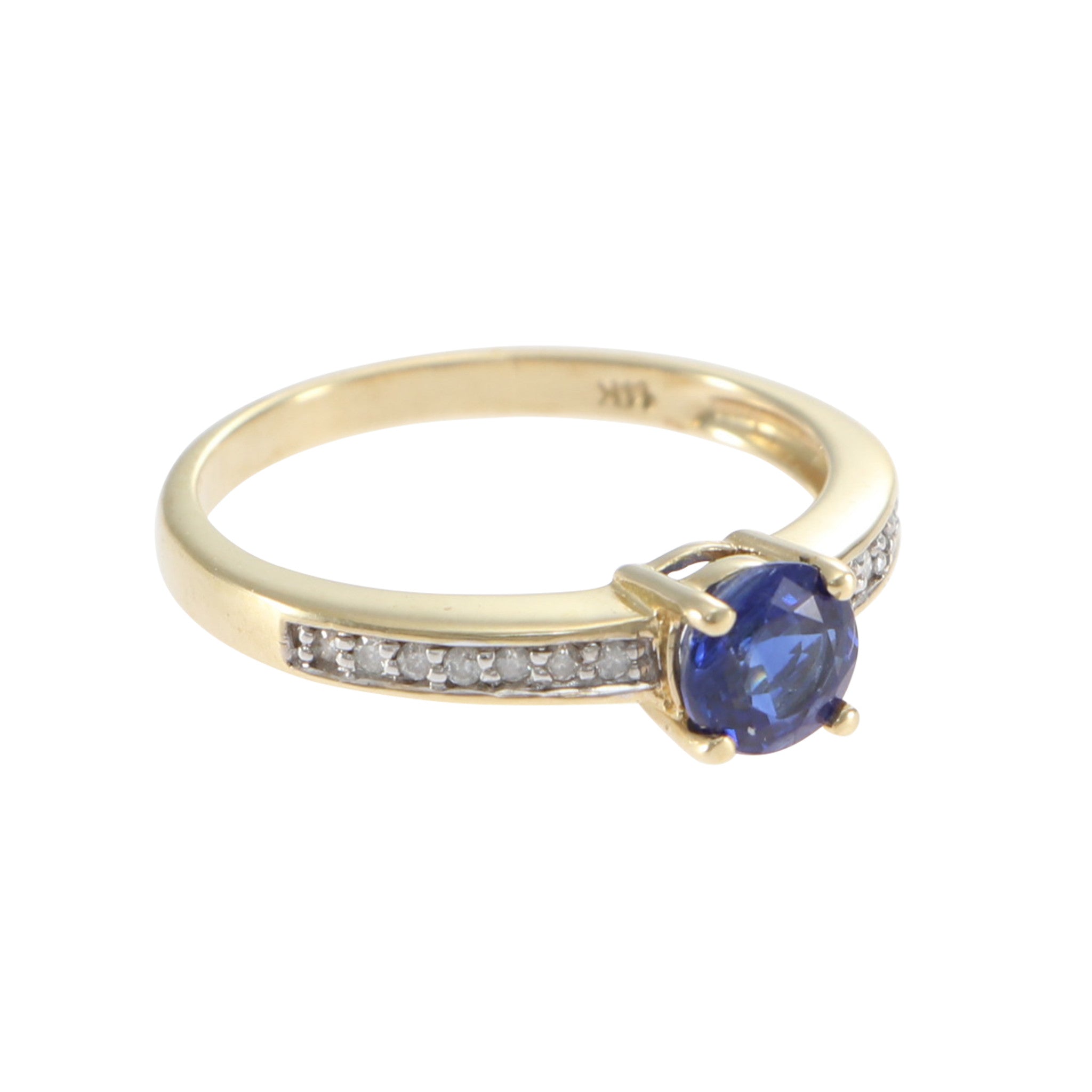 0.94CTW Sapphire Diamond Band Ring 14k Yellow Gold Womens Vintage Estate