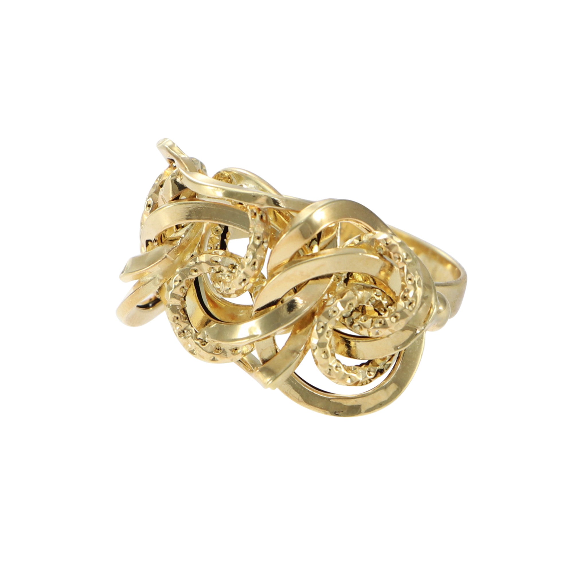 Spiral Interlocking Woven Gold Ring 14k Yellow Gold Golden Clef