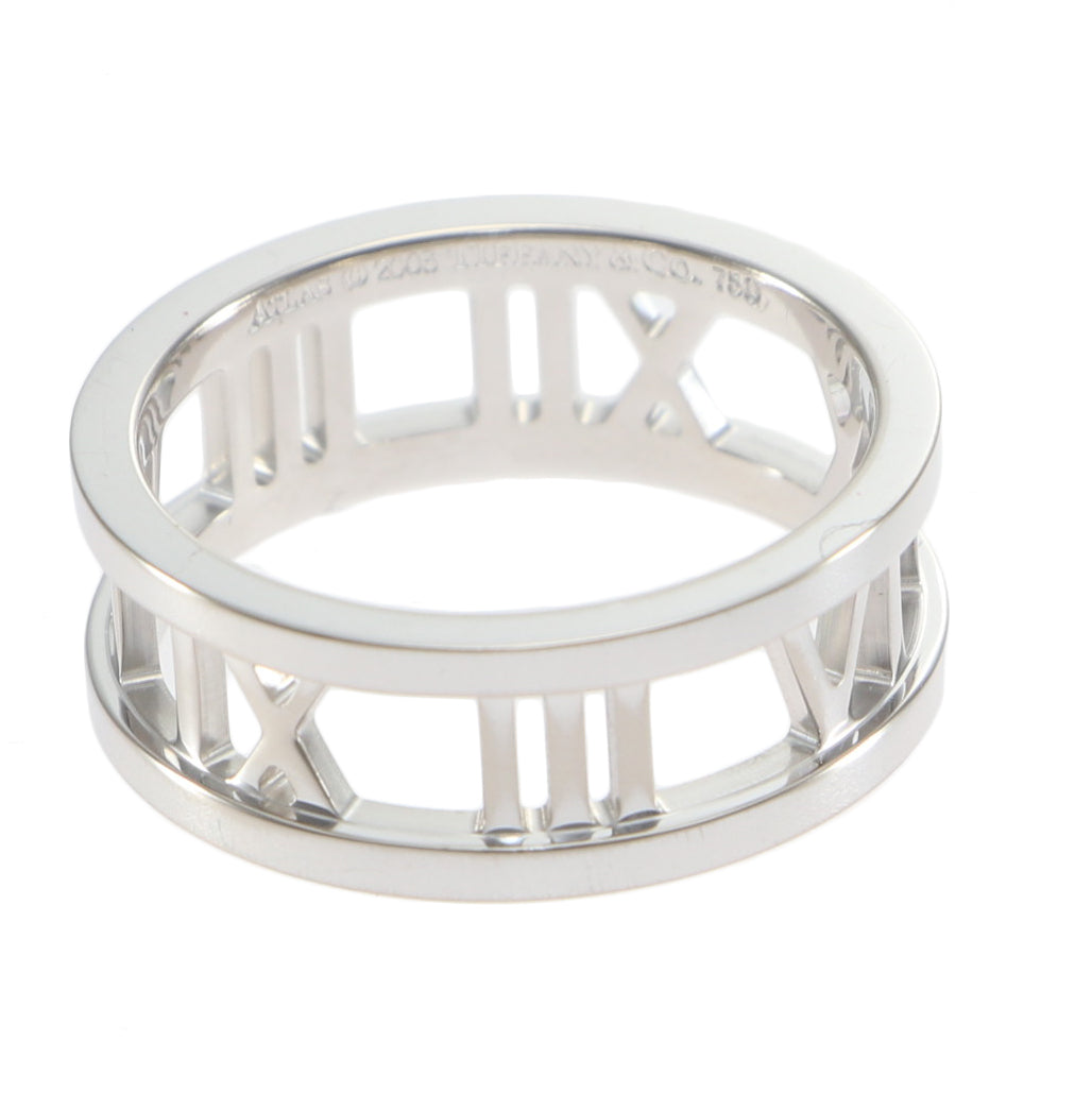 Tiffany & Co. Atlas Open Eternity Band Ring 18k White Gold 7mm US 6.25