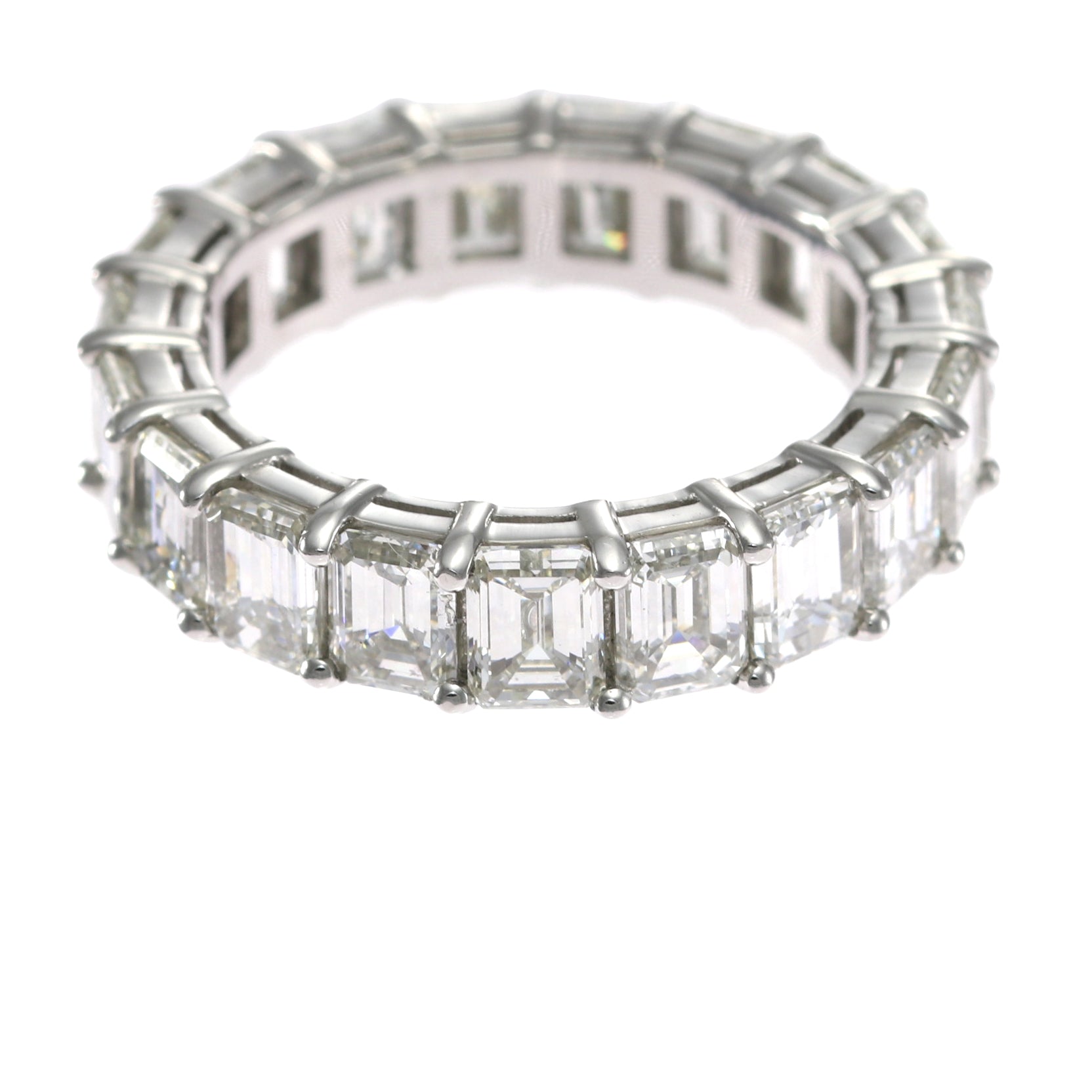 6.65ctw Emerald Diamond Eternity Wedding Band Ring Platinum G-H VS1-VS2