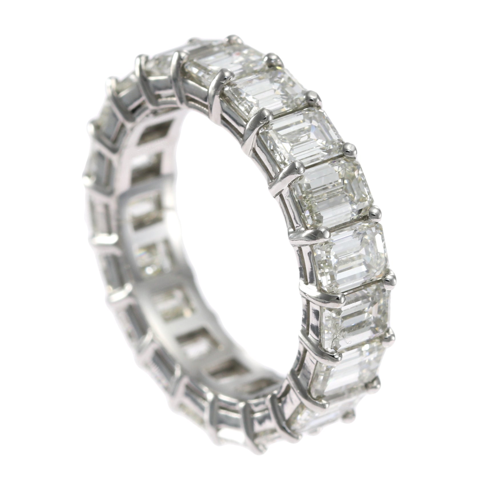 6.65ctw Emerald Diamond Eternity Wedding Band Ring Platinum G-H VS1-VS ...