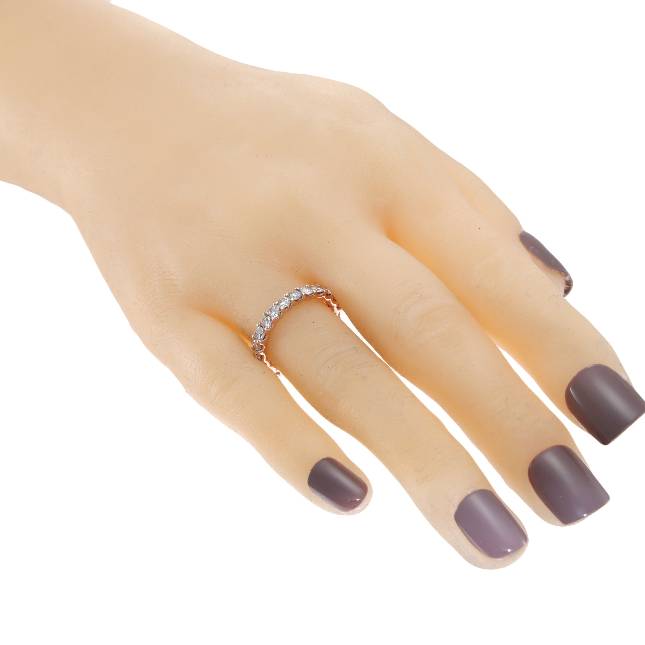 2CTW Round Diamond Eternity Wedding Band Ring 14k Rose Gold Prong Setting H SI2