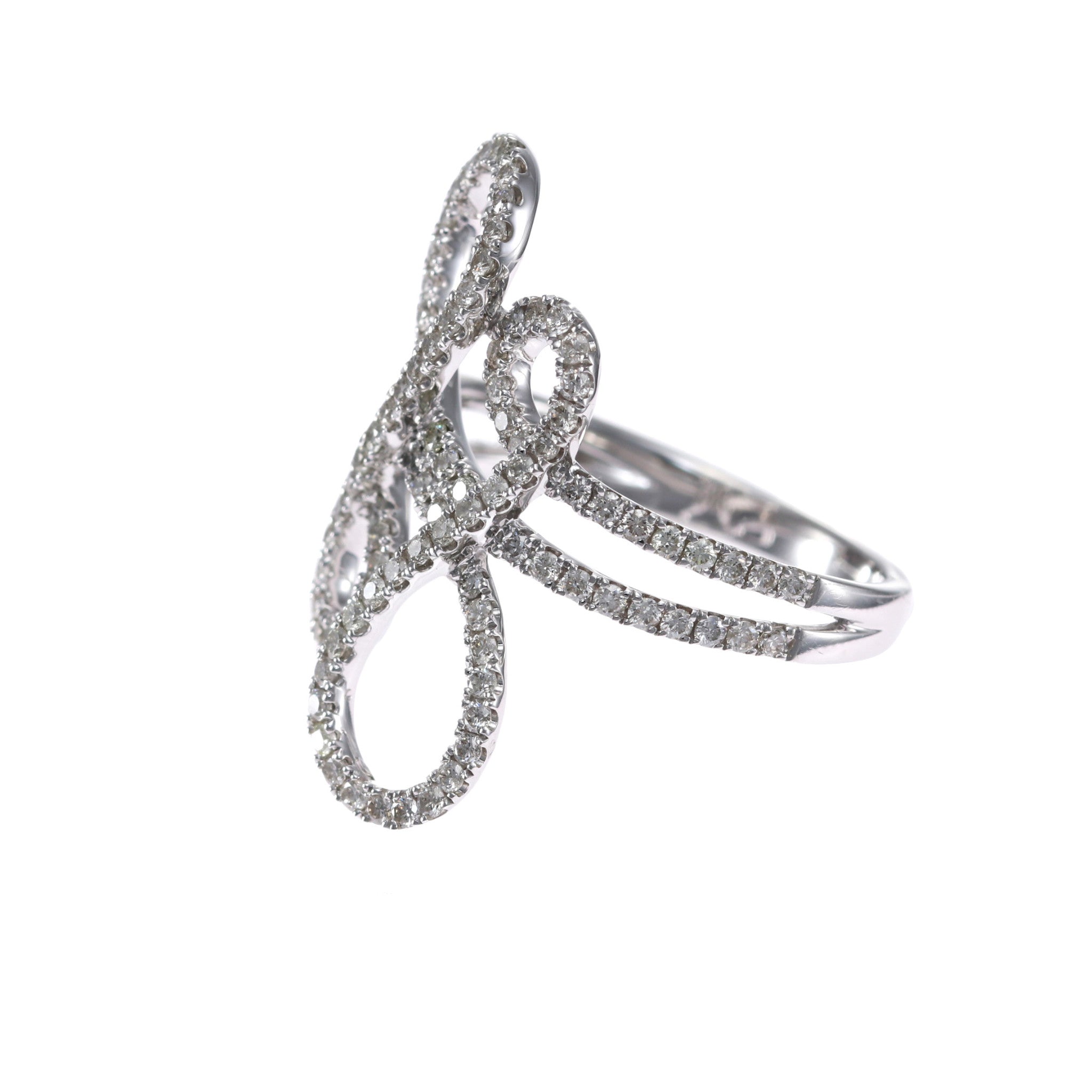 0.83CTW Round Diamond Pave Spiral Band Ring 14k White Gold