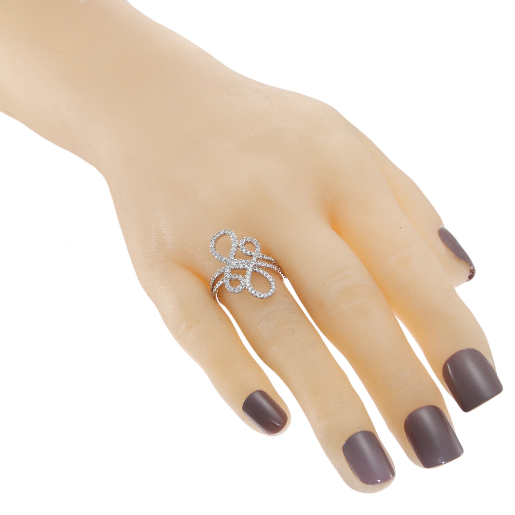 0.83CTW Round Diamond Pave Spiral Band Ring 14k White Gold
