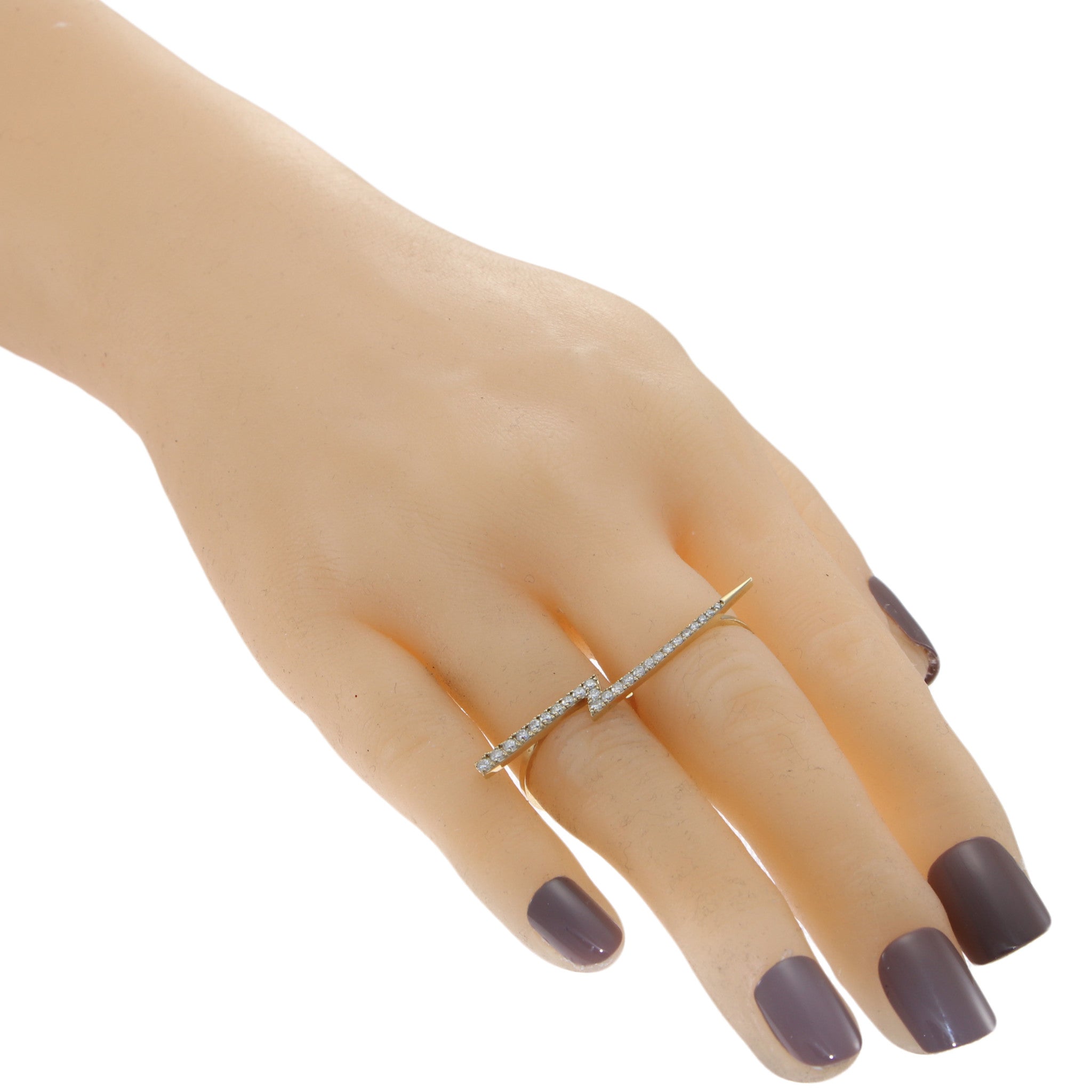 Thunderbolt Lightning Diamond Pave Band Ring 14k Yellow Gold 0.54ctw 5.25 6.25