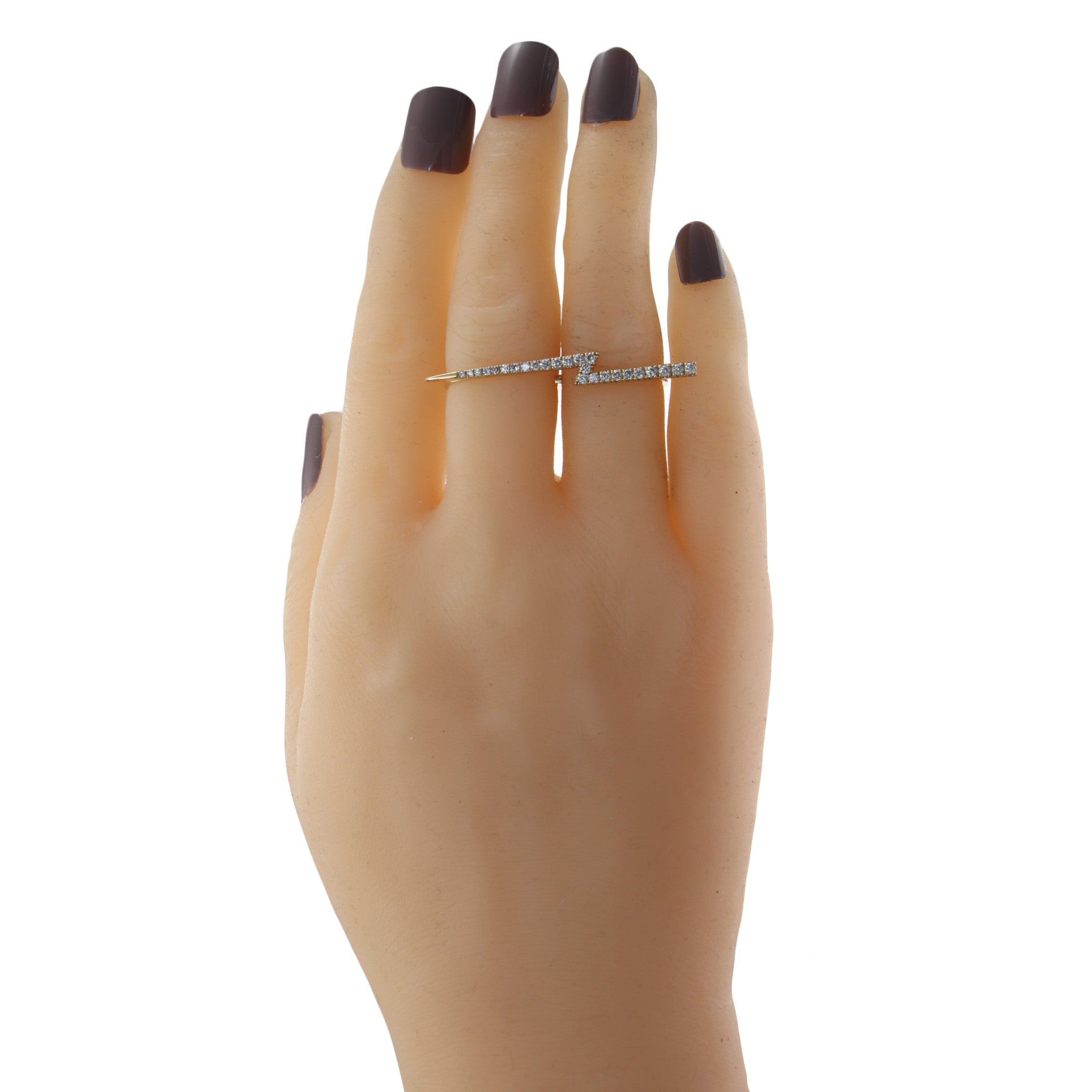 Thunderbolt Lightning Diamond Pave Band Ring 14k Yellow Gold 0.54ctw 5.25 6.25