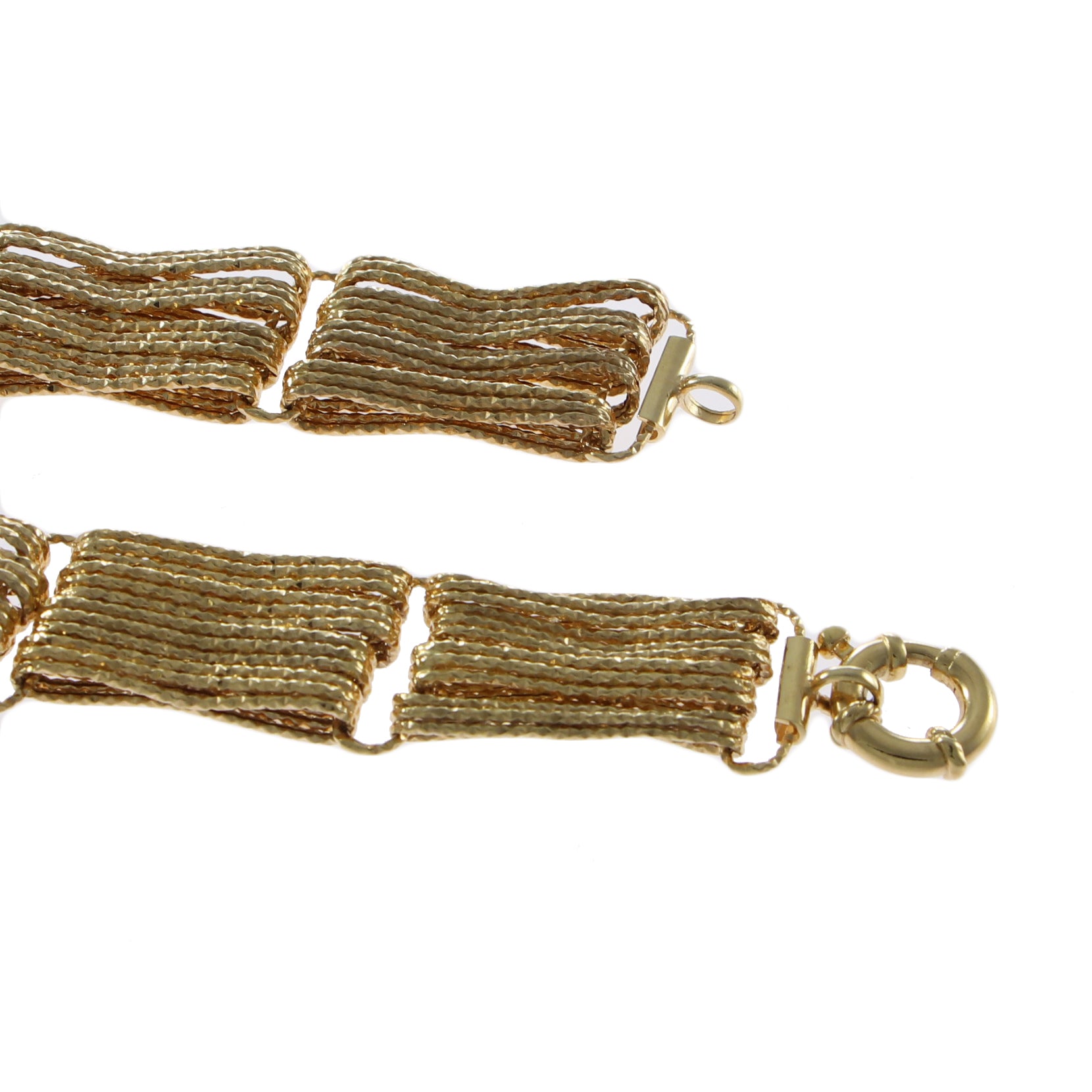 Womens Fancy Chain Link Bracelet 14k Yellow Gold 12mm Wide 7.25inches 10.4g