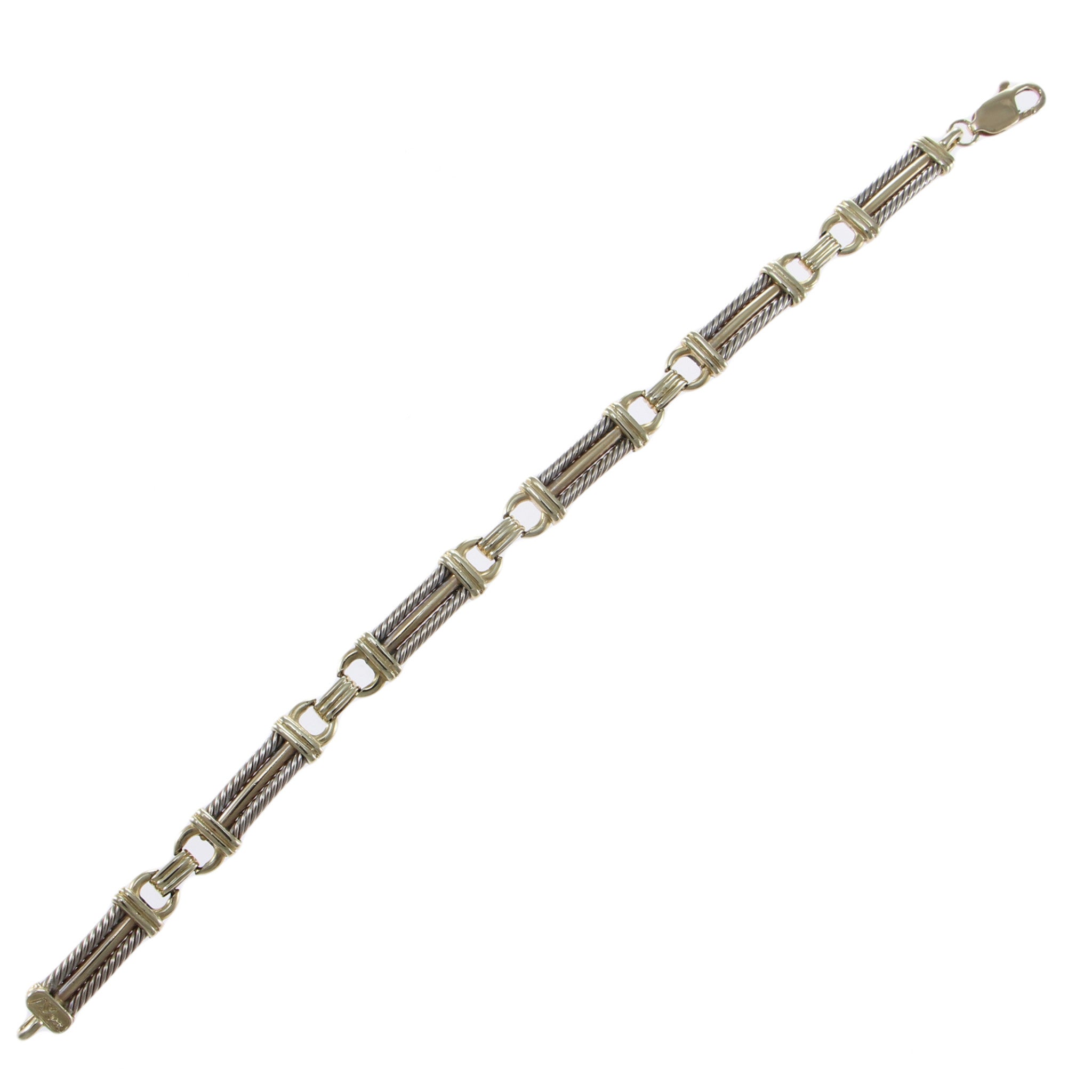 Womens Cable Fancy Scroll Chain Link Bracelet 14k Yellow Gold 7.25inches 18.3g