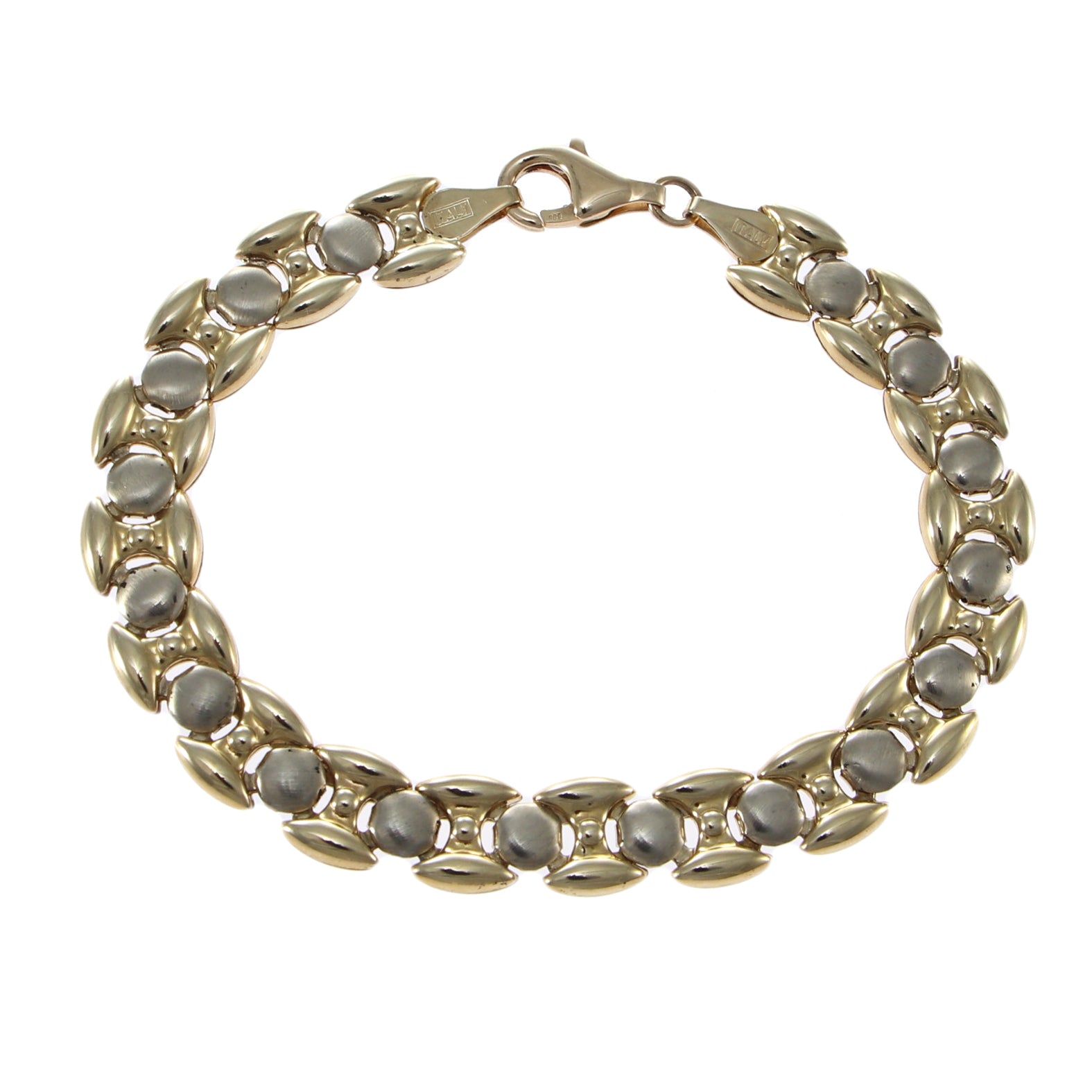 Womens Fancy Puffed Mariner Chain Link Bracelet 14k Yellow Gold 7.25inches 10.4g