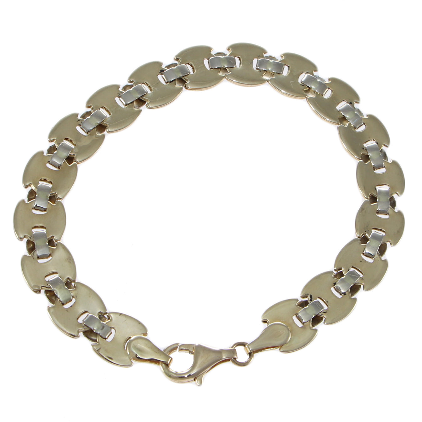 Womens Fancy Puffed Mariner Chain Link Bracelet 14k Yellow Gold 7.25inches 10.4g