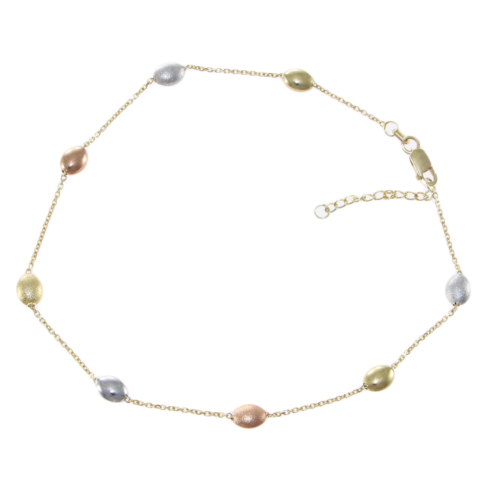 Womens Beads By The Yard Chain Link Bracelet Solid 14k Yellow Gold 8.75" 2.5g