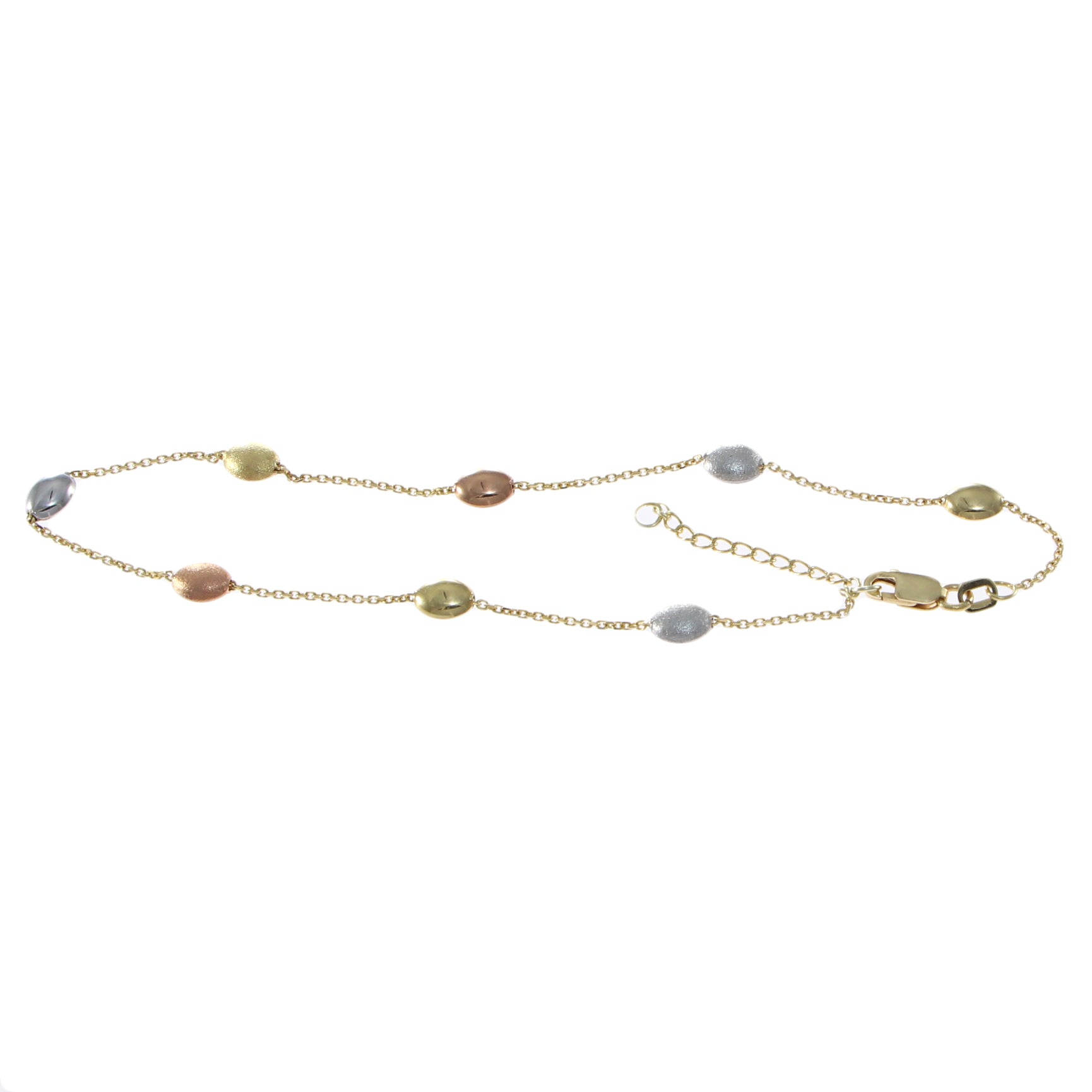 Womens Beads By The Yard Chain Link Bracelet Solid 14k Yellow Gold 8.75" 2.5g