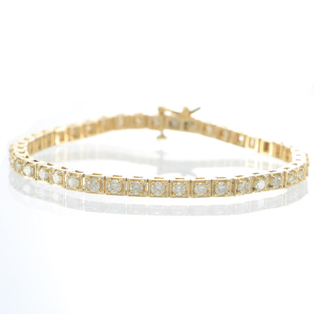Womens Diamond Classic Tennis Line Bracelet 14k Yellow Gold 4.20ctw 4mm Wide