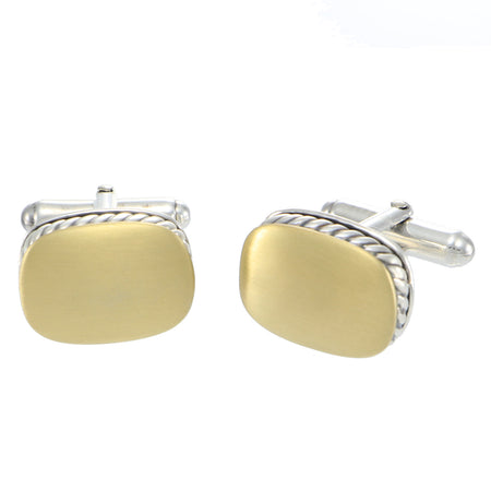 Rare David Yurman Albion Cufflinks Matte Finish 18k Yellow Gold Sterling Silver
