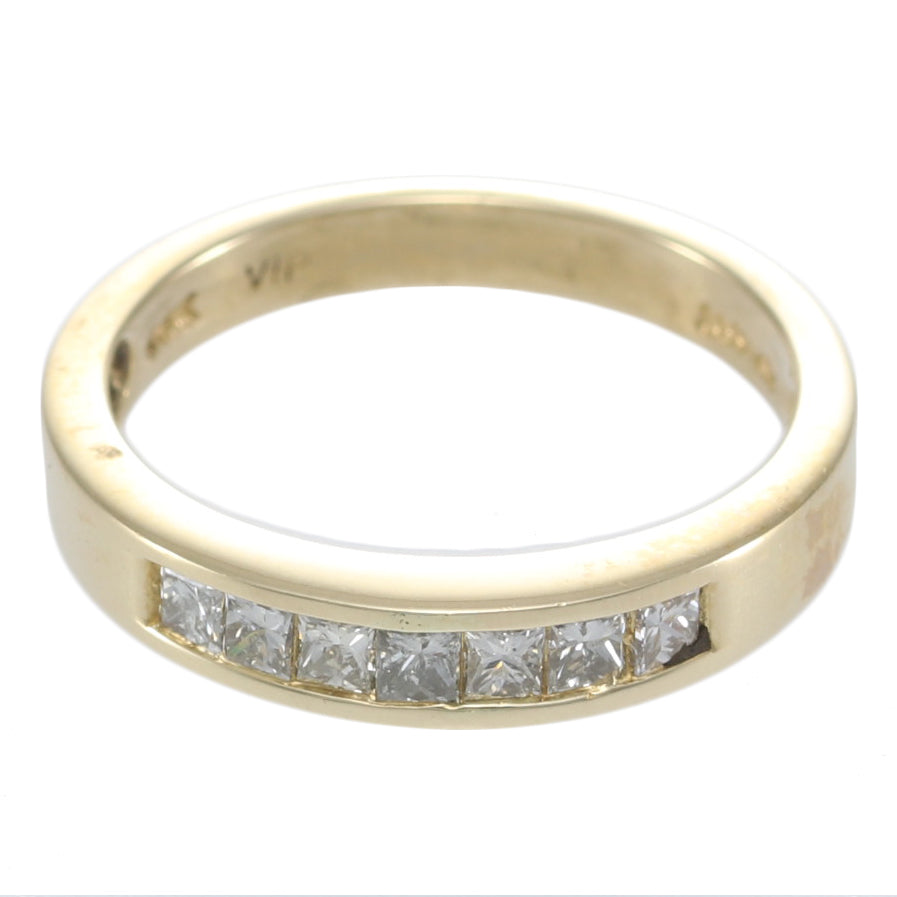 Princess Cut Diamond Wide Wedding Band Ring 18k Yellow Gold 0.90ctw 4mm US 5.5