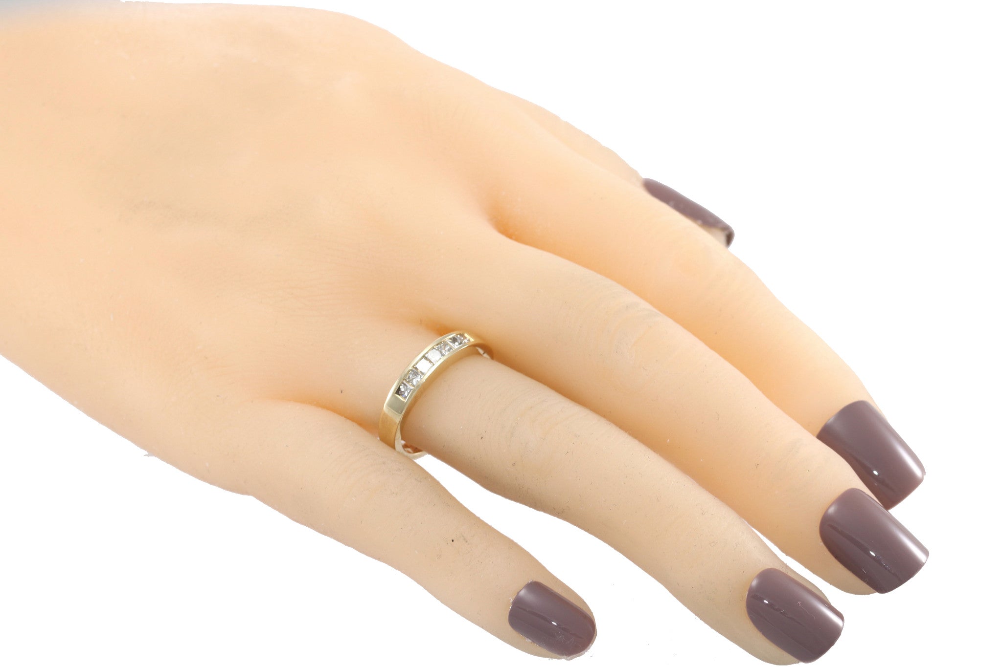 Princess Cut Diamond Wide Wedding Band Ring 18k Yellow Gold 0.90ctw 4mm US 5.5