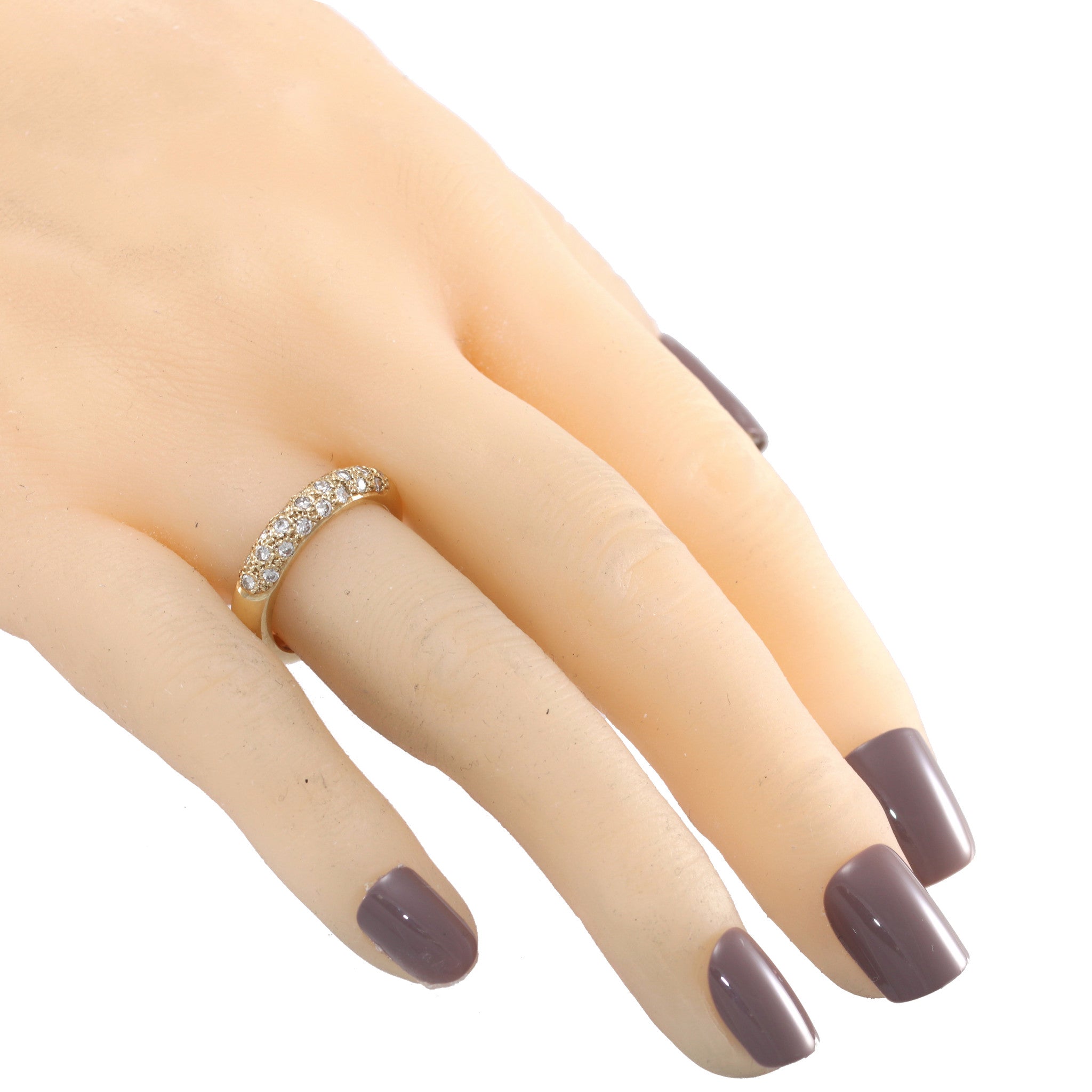 Womens 3 Row Diamond Wedding Band Ring 14k Yellow Gold 0.44ctw 4.5mm Wide 7.00